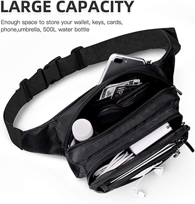 Bum Fashion Fanny Pack Nam nữ Túi thắt lưng chống nước với 6 túi có khóa kéo