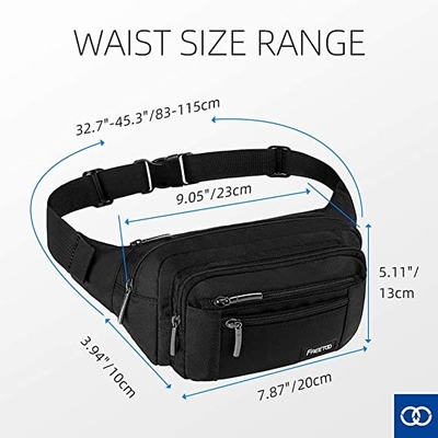 Bum Fashion Fanny Pack Nam nữ Túi thắt lưng chống nước với 6 túi có khóa kéo