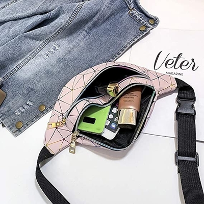 Pu Leather Bum Waist Bag Festival Fanny Pack 3 Zip Pockets Không thấm nước