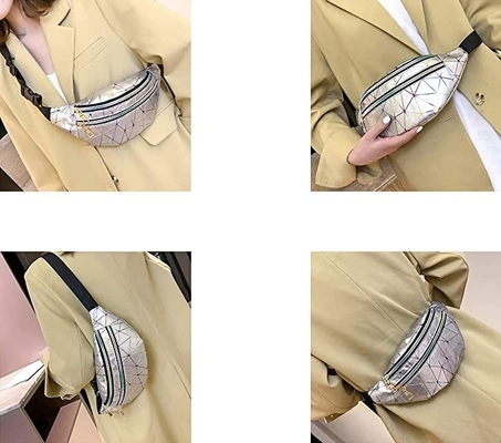 Pu Leather Bum Waist Bag Festival Fanny Pack 3 Zip Pockets Không thấm nước