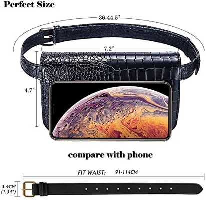 Crocodile Small Crossbody Fanny Pack Ví da Pu với túi đựng điện thoại di động