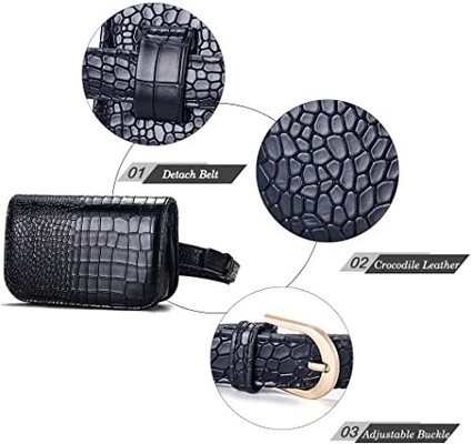 Crocodile Small Crossbody Fanny Pack Ví da Pu với túi đựng điện thoại di động