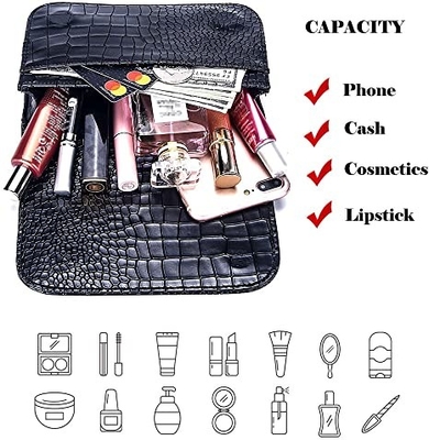 Crocodile Small Crossbody Fanny Pack Ví da Pu với túi đựng điện thoại di động