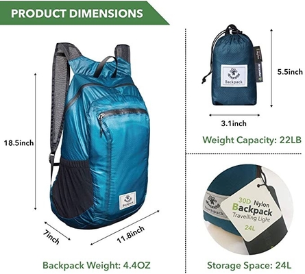 Đi bộ đường dài Daypack nhẹ Balo có thể đóng gói chống nước 70L Chất liệu Oxford